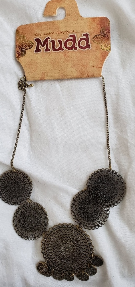 Kohls boho circle design brass color necklace